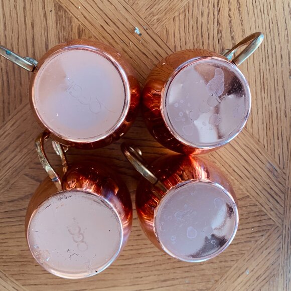 OGGI 4 Copper Mugs with EZ-Grip Brass Handle Moscow Mule Liquid Drinks - Picture 4 of 11